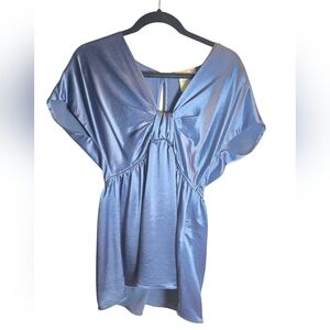 LaRok Blue Satin Women's Top Size Medium